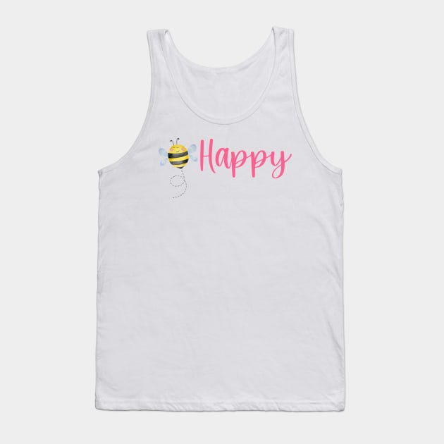 Cute Bee Happy Tank Top by JanesCreations